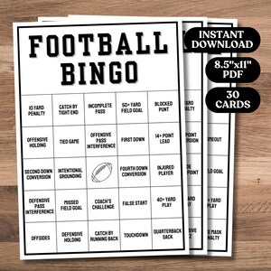 Voetbalbingo, 30 unieke afdrukbare voetbalbingokaarten, voetbalbingo afdrukbaar, voetbalfeestspellen, voetbalbingospel voor kinderen afdrukbaar