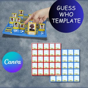 GUESS WHO TEMPLATE - Canva Template, for a Custom Guess Who Game - Fits Games C2124 & F1360  ~ Make it your own!