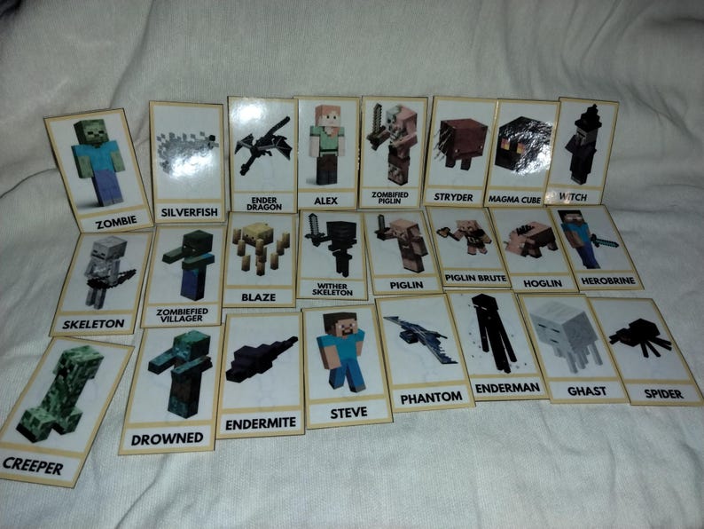 Custom Character Card Minecraft (themed) Guess Who Cards: Custom Character Cards (cards Only ...