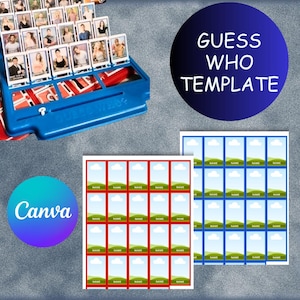 GUESS WHO TEMPLATE - Canva Template, for a Custom Guess Who Game - Fits Game #1191 (newest version) ~ Make it your own!