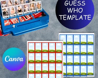 Plantilla personalizada del juego "Adivina Quién": Canva DIY (Descarga en PDF del juego n.° 1191)