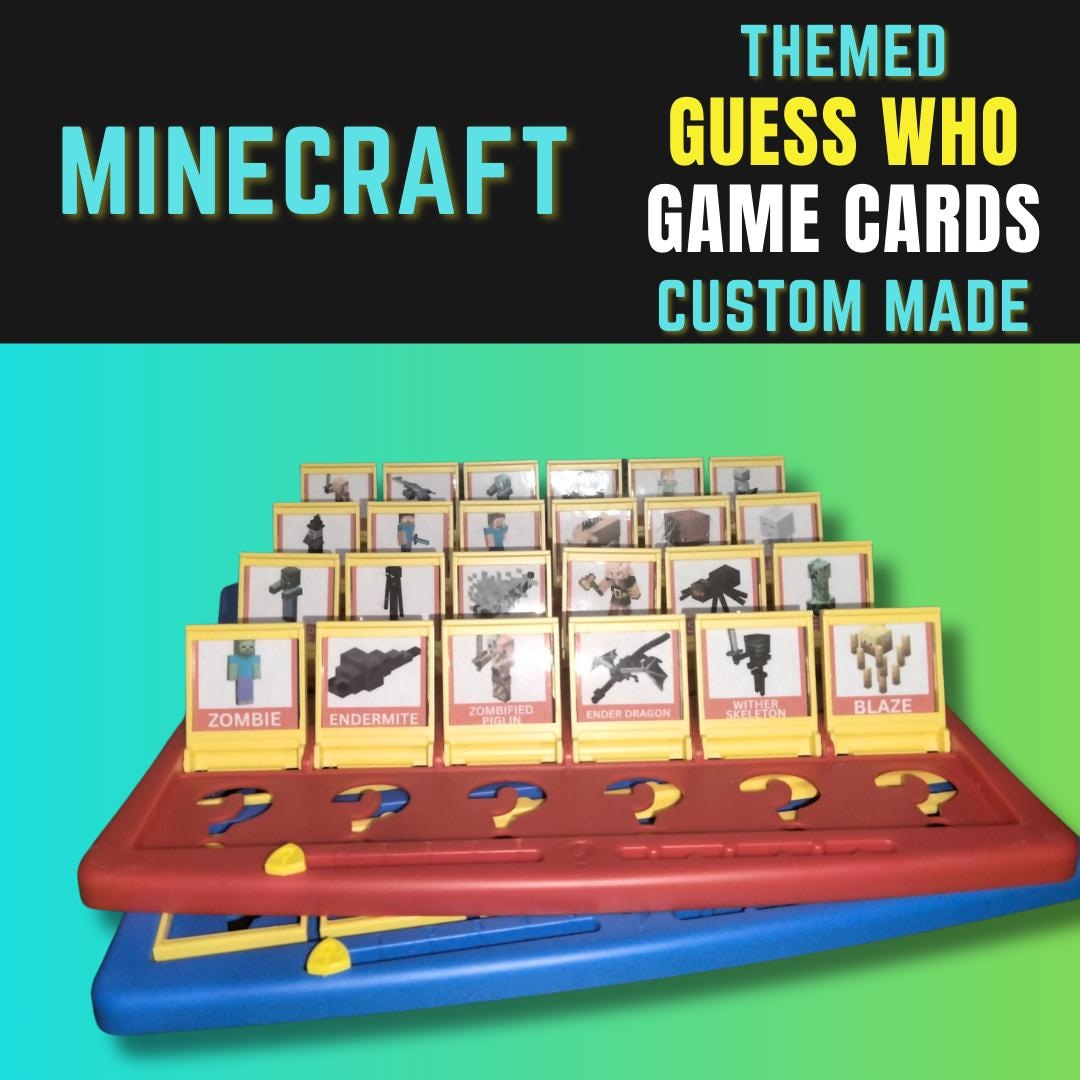 Minecraft (themed) Guess Who Cards: Custom Character Cards (cards Only ...