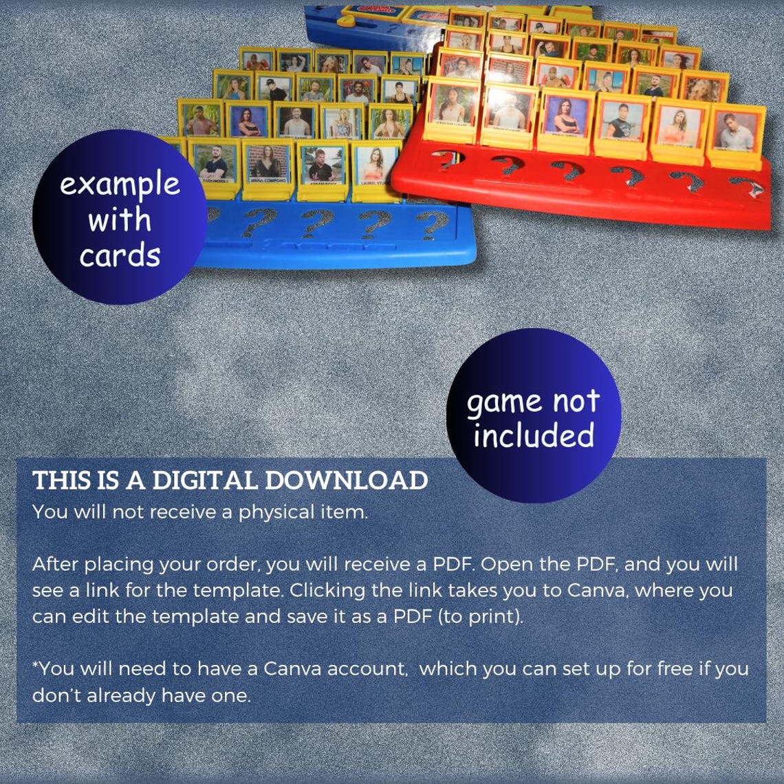 Custom Guess Who Game Template Canva DIY (fits C2124 & F1360) (PDF