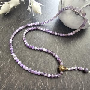 Ribbon Amethyst Mala Necklace Rosary – 108 Bead Rosary