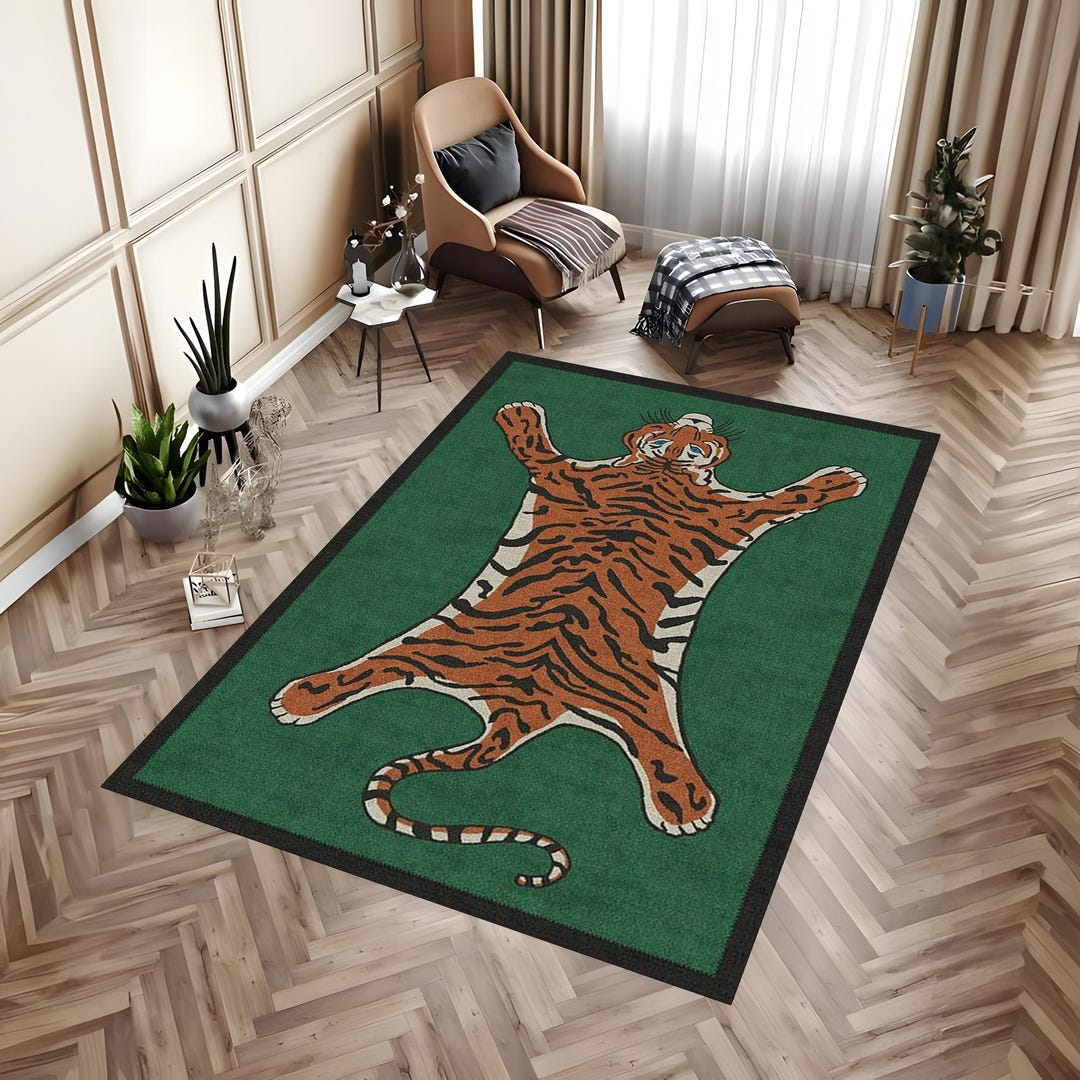 Tiger Rug, Tiger Skin Rug, Tiger Floor Decor, Area Rug, Hallway Rug ...