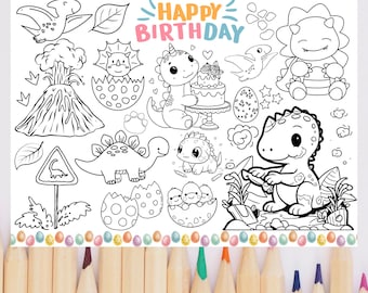Kolorowanka urodzinowa z dinozaurem: Dino Party Activity (PDF)