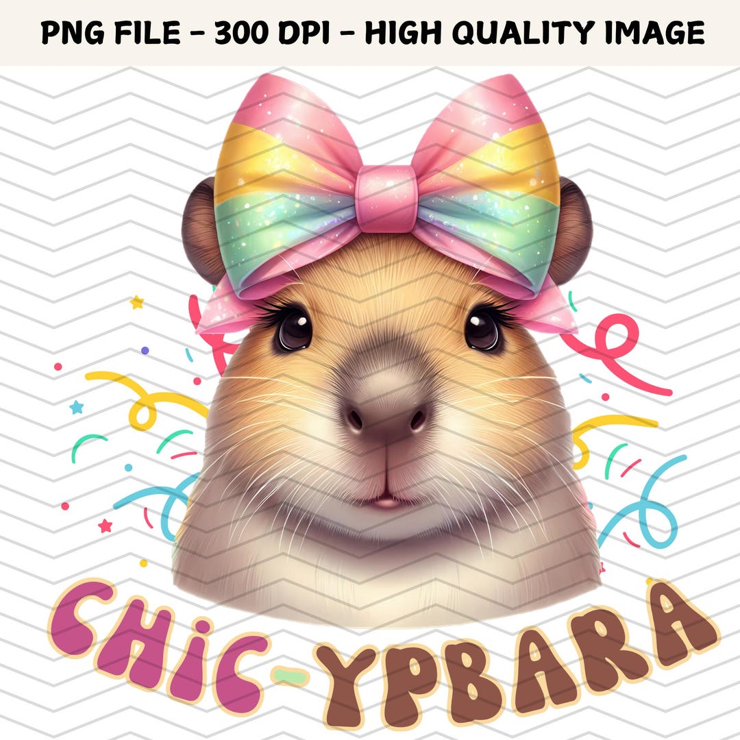 Capybara Png, Capybara Clipart, Big Coquette Bow Ribbon, Chic Pybara ...