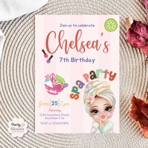 Spa Party Birthday Invitation: Glam Pamper Party, Editable Template