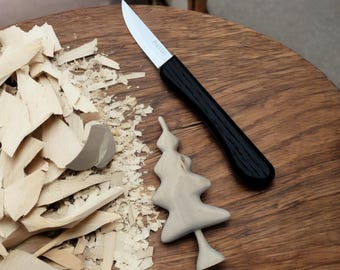 Handmade Wood Carving Knife: 60mm Roughing Blade, Ash Handle