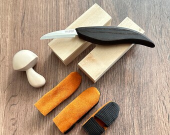 Handmade Wood Carving Knife Set: Bogorodsky Knife, Finger Guard