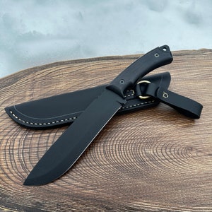 Camping Knifes 4 mm . hunting knife with black finish , bushcraft knife , 4 mm survival knife , knife with walnut handle , knife with sheath