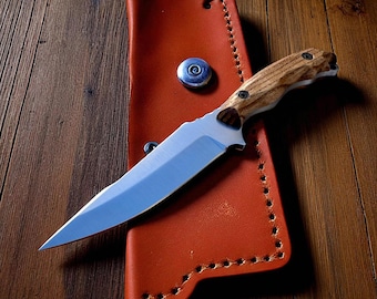 Forged Carbon Steel Survival Knife: Walnut Handle, Camping Knife