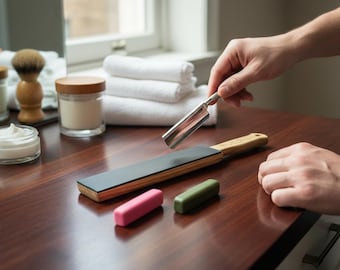 Handmade strap for knives, woodworking tools , Handmade Leather Knife Sharpening Strop with Polishing Paste