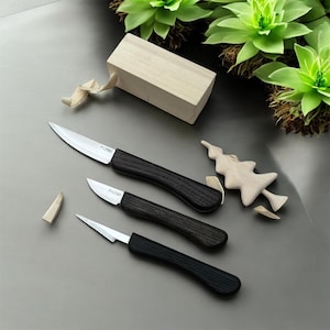 Beginner Wood Carving Kit: 3 Whittling Knives, Oak & Ash Handles
