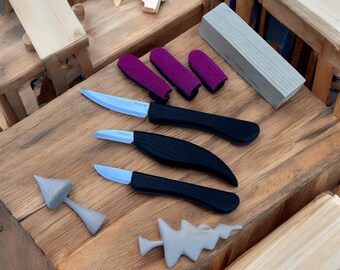Beginner Wood Carving Whittling Kit. Wood Carving Knife Set: Geometric Detail, Sculpture, Relief Carving