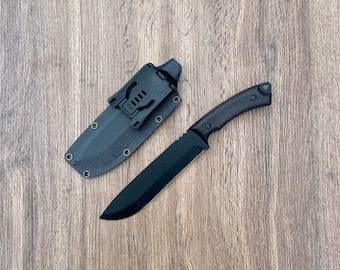 Nóż kempingowy z rękojeścią z orzecha włoskiego: nóż bushcraftowy ze stali wysokowęglowej z pochwą