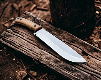 Survival knife , Camping knife with walnut handle , 4 mm hunting knife  , bushcraft knife , 4 mm survival knife  , knife with premium sheath