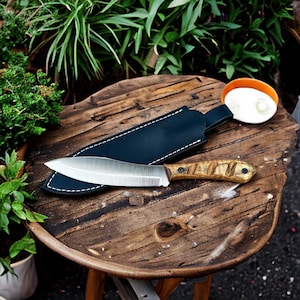 Handmade Canadian Bushcraft Knife: Walnut Handle Hunting Knife with Sheath