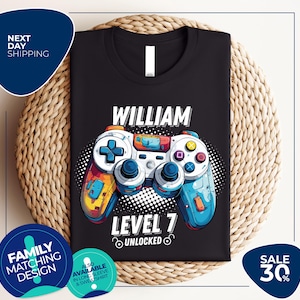 Custom Birthday Shirt | Birthday Unlocked Shirt | Boy Gamer T-Shirt | Kids Birthday Party | Level up birthday | Custom Shirt