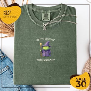 Comfort Colors® Off to Commit Shenanigans Wizard Frog Funny DnD Tee | Ren Faire Fantasy Gift