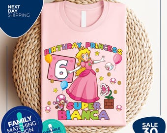 Custom Princess Peach birthday shirt | Princess Peach birthday designs