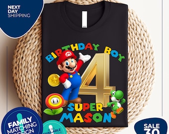 Custom Mario Birthday Shirt | Personalize Super Mario Family Shirts | Custom Super Mario Shirt| Super Mario Family Tee | Mario Custom Design