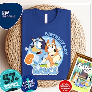 Bluey Birthday Shirt | Custom Bluey Shirt | Birthday Shirt for Boy and Girl | Family Matching Shirts | Personalized Shirt | Birthday Outfit