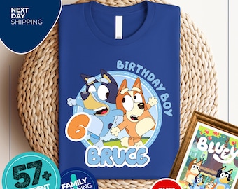 Bluey Birthday Shirt | Custom Bluey Shirt | Birthday Shirt for Boy and Girl | Family Matching Shirts | Personalized Shirt | Birthday Outfit