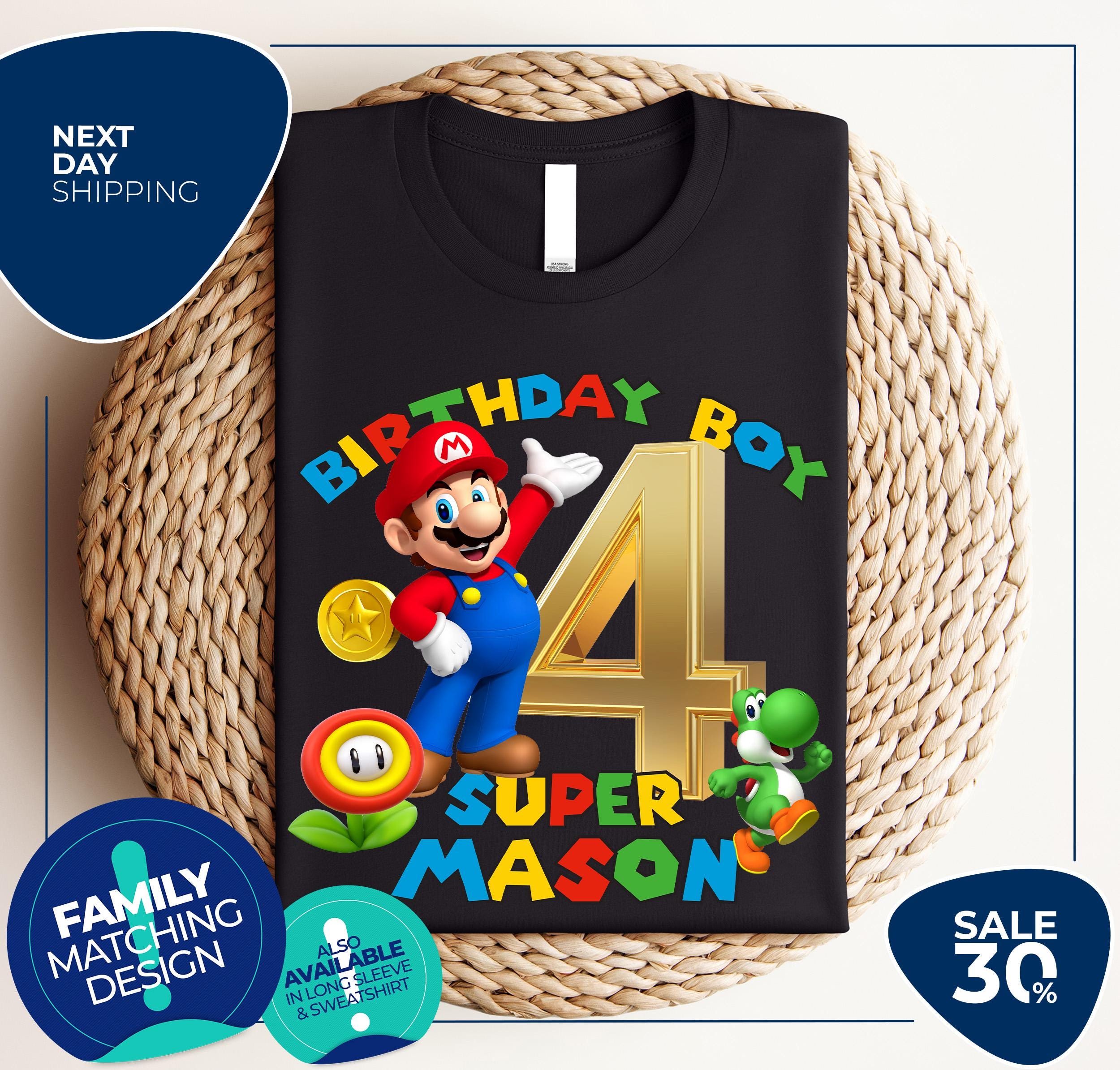 Mario Custom Design Custom Mario Birthday Shirt | Personalize Super Mario Family Shirts ...