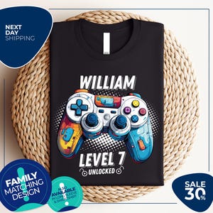Custom Birthday Shirt | Birthday Unlocked Shirt | Boy Gamer T-Shirt | Kids Birthday Party | Level up birthday | Custom Shirt