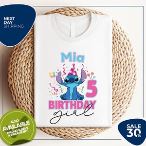 Personalized Birthday Shirt | Custom Disney Stitch Birthday Shirt | Birthday Girl Shirt | Birthday Family Shirts