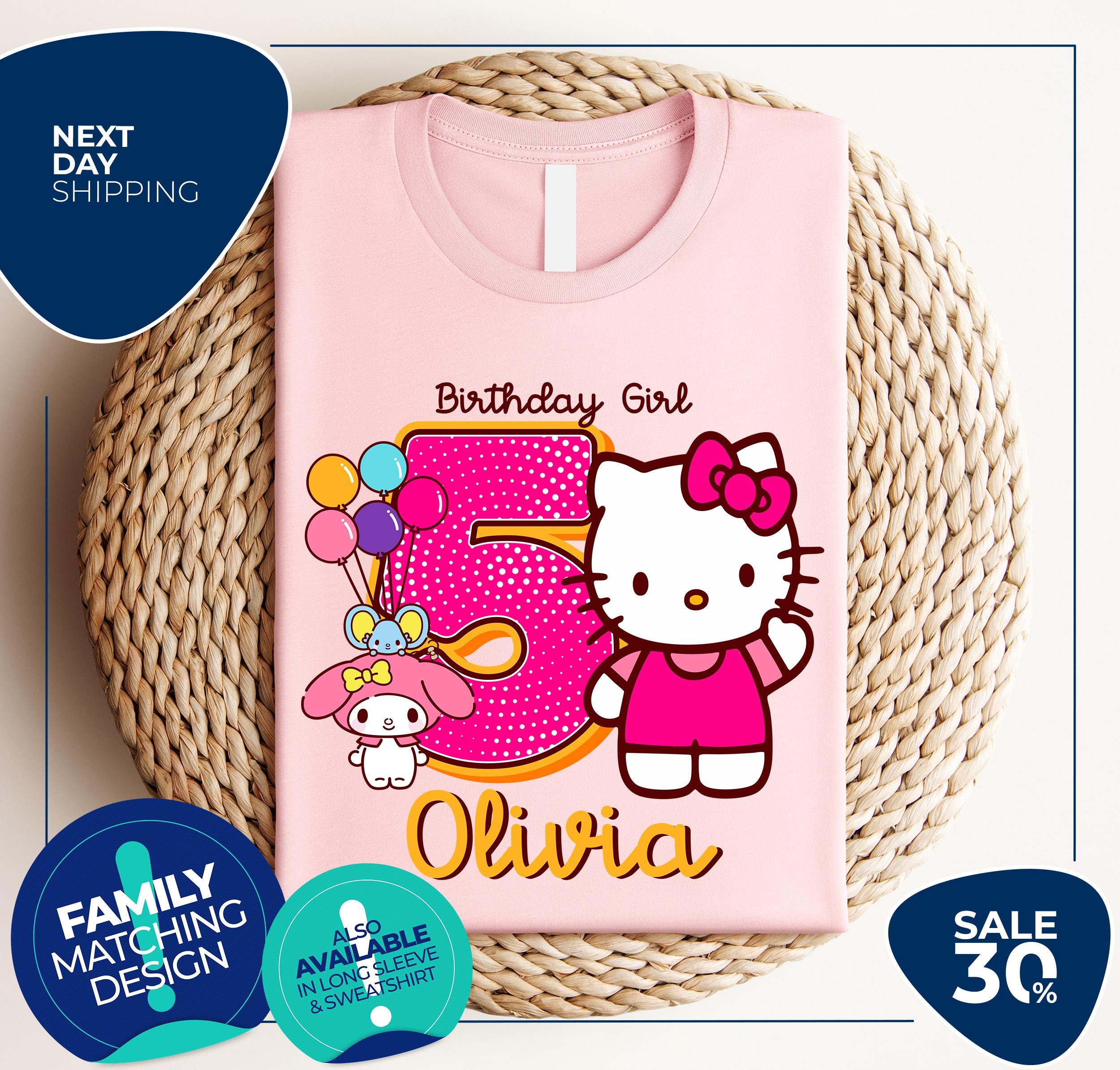 Birthday Shirt | Hello Cat All Family Celebration T-shirt | Customized Birthday Tee | Birthday Party Shirt.