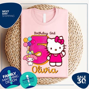 Birthday Shirt | Hello Cat All Family Celebration T-shirt | Customized Birthday Tee | Birthday Party Shirt.