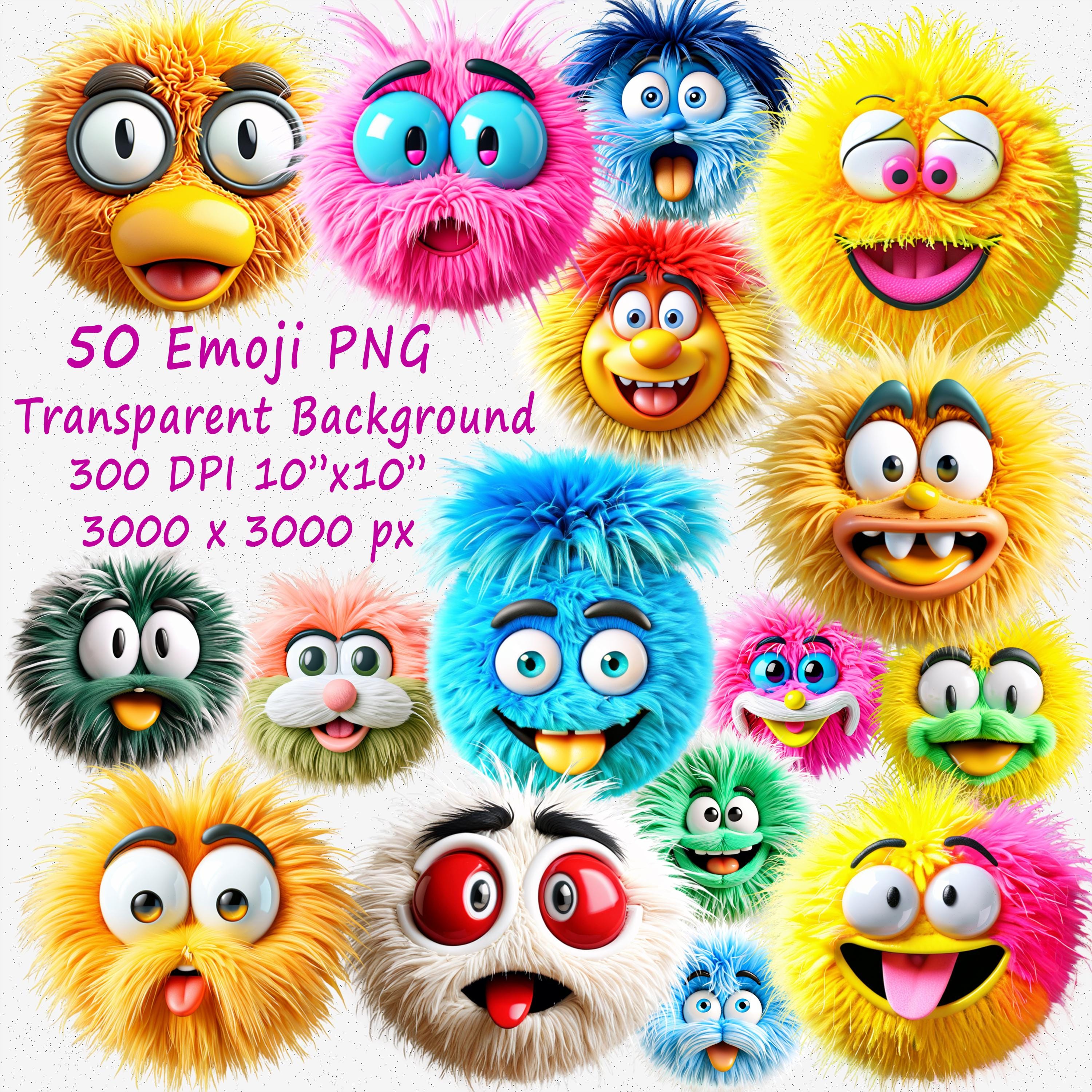 50 Emojis PNG de Caras Divertidas: Emoticones 3D para Manualidades (Descarga Digital)