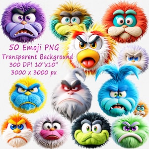 50 zabawnych emotikonów twarzy PNG - smutne, zrzędliwe emocje twarzy Clipart i naklejki, emotikony 3D do rzemiosła i projektów cyfrowych, projekt koszulki