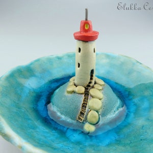 Clearwater Point...Trinket Dish in Stoneware and Recycled Glass by elukka image 1