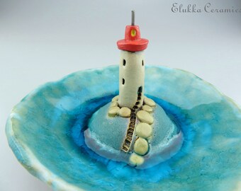 Clearwater Point...Trinket Dish in Stoneware and Recycled Glass by elukka