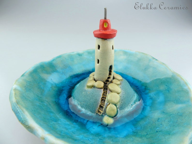 Clearwater Point...Trinket Dish in Stoneware and Recycled Glass by elukka image 1