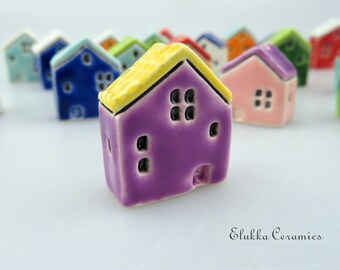 Big Focal House Bead by elukka...Yellow & Purple