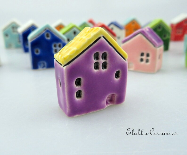 Big Focal House Bead by elukka...Yellow & Purple image 1