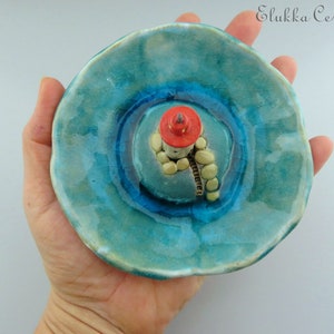 Clearwater Point...Trinket Dish in Stoneware and Recycled Glass by elukka image 6