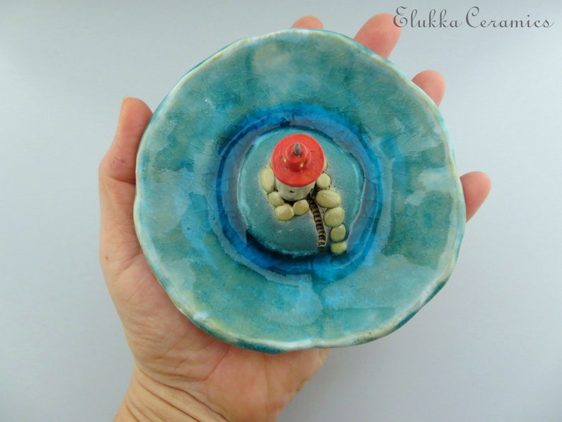 Clearwater Point...Trinket Dish in Stoneware and Recycled Glass by elukka image 6
