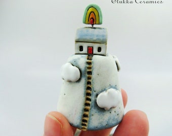 Misty Mountain Inn...Tiny Ceramic Landscape Nugget by elukka