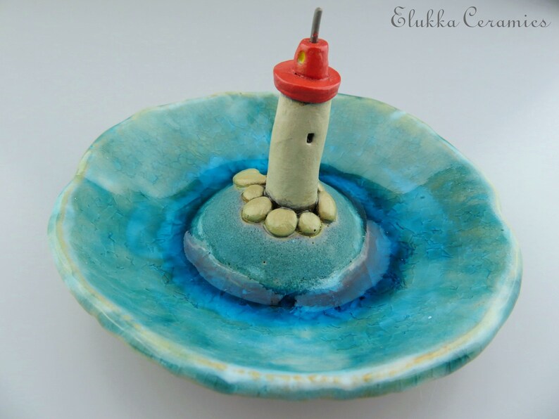 Clearwater Point...Trinket Dish in Stoneware and Recycled Glass by elukka image 4