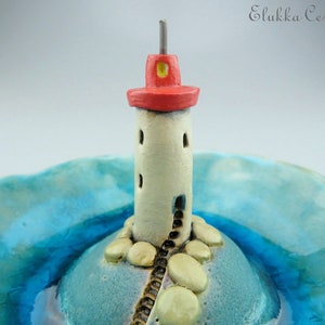 Clearwater Point...Trinket Dish in Stoneware and Recycled Glass by elukka image 2