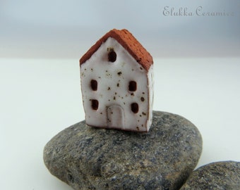 Big Focal House Bead by elukka...Speckled Matte White