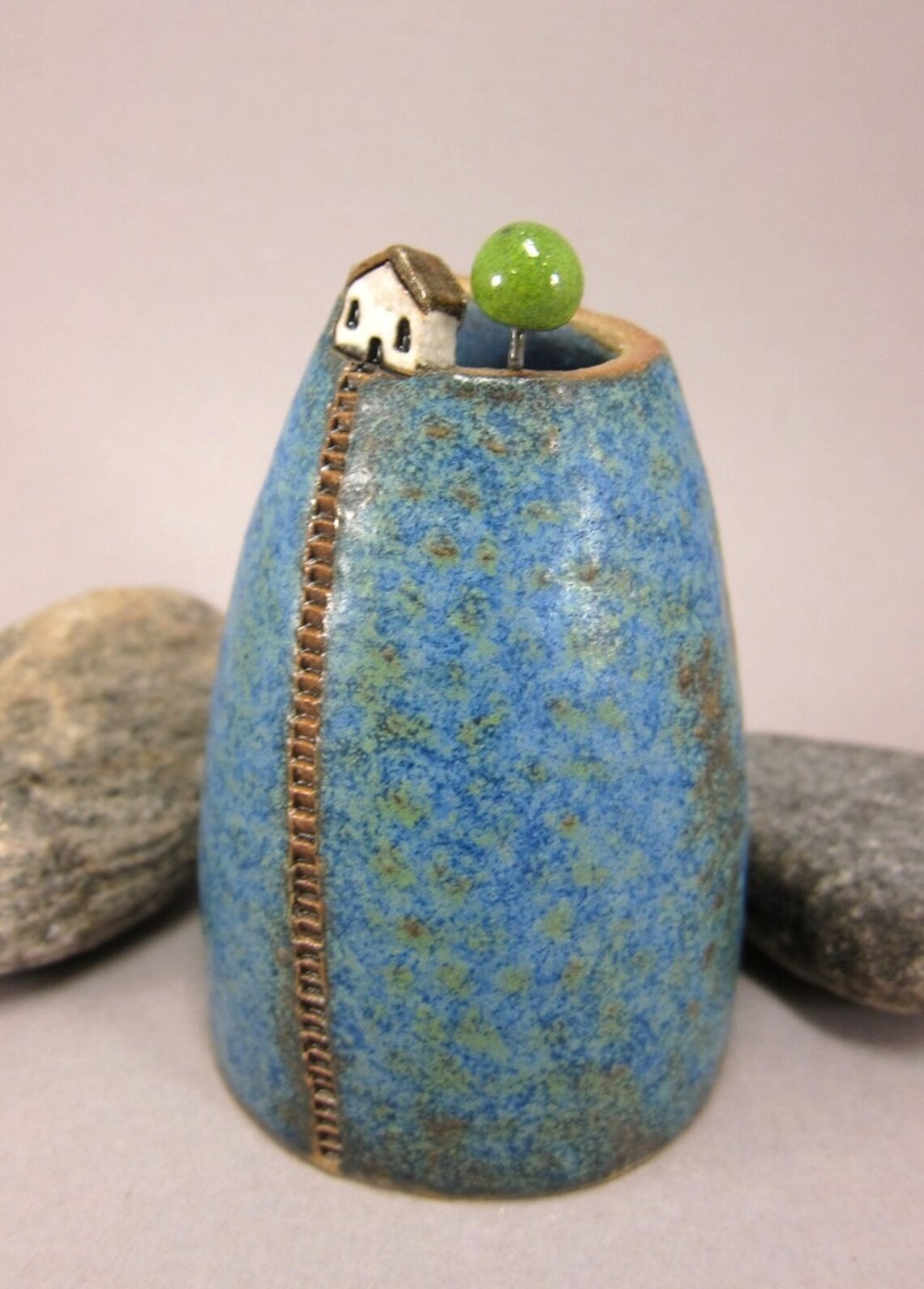 Blue Hill...Bud Vase / Pen Holder in Stoneware Etsy