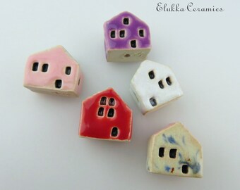 Artisan House Beads...Set of 5...White/Purple/Pink/Beige/Red