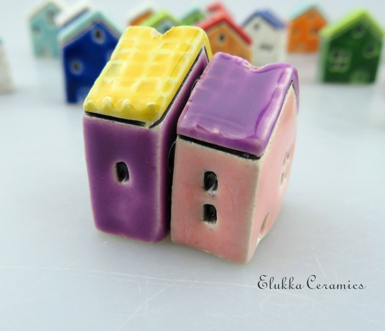 Big Focal House Bead by elukka...Yellow & Purple image 5