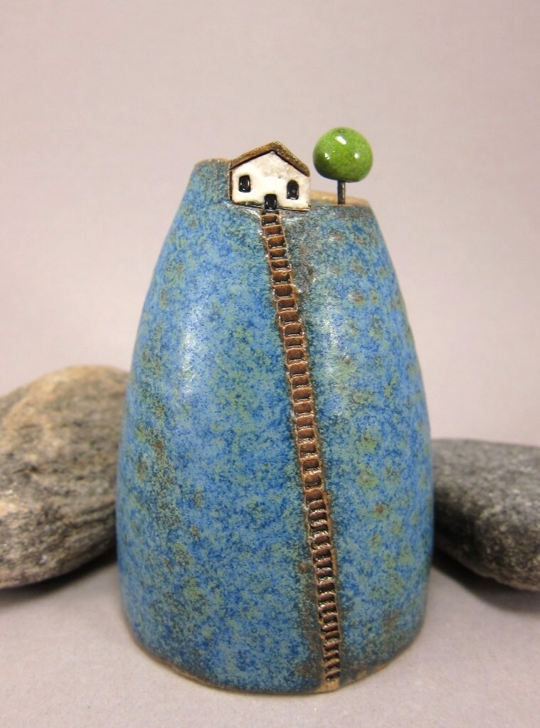 Blue Hill...Bud Vase / Pen Holder in Stoneware Etsy